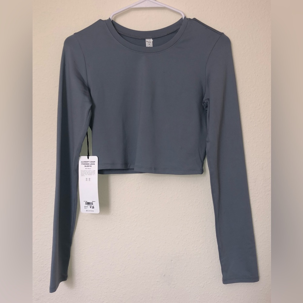 Alo Soft Crop Finesse Long Sleeves Top - Steel Blue